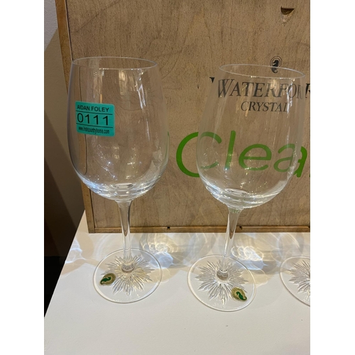 111 - Waterford Crystal Set of Four Crystal Large Wine Glasses with Crate (9 cm W x 27 cm H)