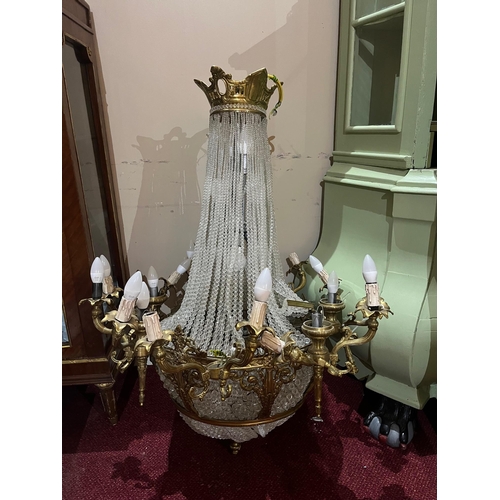 19 - Large French Style Bag Chandelier (as found) (80 cm W x 130 cm H)