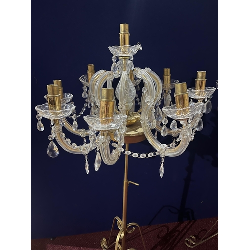 22 - Pair of Candelabra Matched, With Glass and Brass Tops on Metal Tripod Bases (45 cm W x 130 cm H)