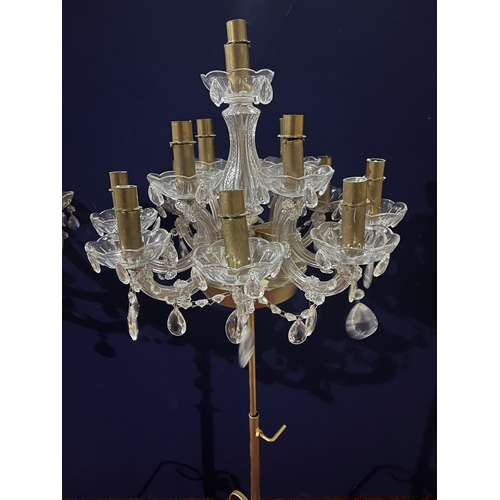 22 - Pair of Candelabra Matched, With Glass and Brass Tops on Metal Tripod Bases (45 cm W x 130 cm H)