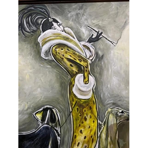 27 - Decorative Large Framed Oil on Canvas, Cruella de Ville Style (135 cm W x 177 cm H)