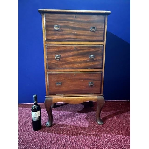 28 - Georgian Style Chest in Mahogany with Lift Top and Fall Front Action (54 cm W x 97 cm H x 40 cm D)