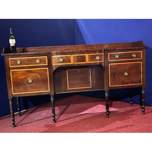 32 - Sheraton Period Sideboard, Mainly in Mahogany with Satinwood Crossbanding Throughout (183 cm W x 100... 