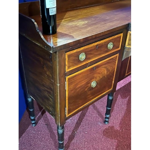 32 - Sheraton Period Sideboard, Mainly in Mahogany with Satinwood Crossbanding Throughout (183 cm W x 100... 