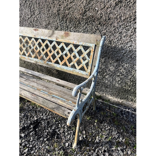 5 - Metal and Wooden Garden Bench with Lattice Back Design (125 cm W x 85 cm H x 60 cm D)