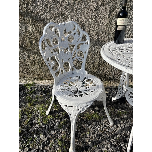 7 - Circular Metal Garden Table and 2 Metal Garden Chairs (Table 70 cm W x 85 cm H)