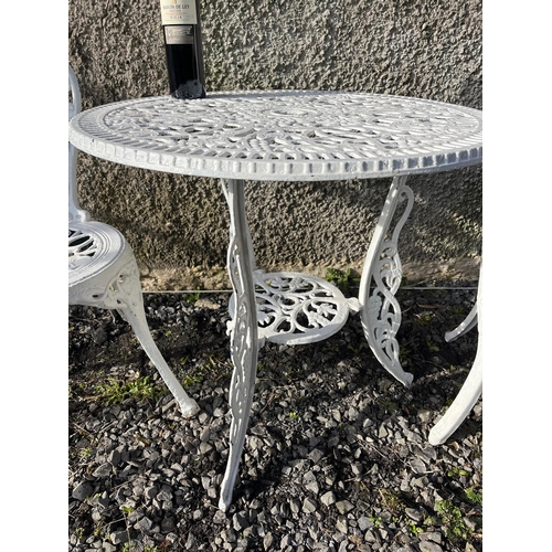 7 - Circular Metal Garden Table and 2 Metal Garden Chairs (Table 70 cm W x 85 cm H)