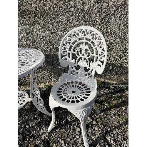 7 - Circular Metal Garden Table and 2 Metal Garden Chairs (Table 70 cm W x 85 cm H)