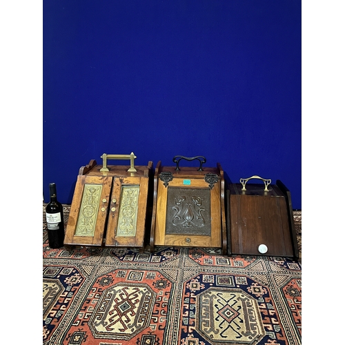 49 - Fine Art Nouveau Walnut and Metal Embossed Coal Cabinet and 2 Others