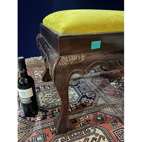 52 - Chippendale Style Mahogany Centre Stool with Drop In Seat (64 cm W x 45 cm H x 50 cm H)