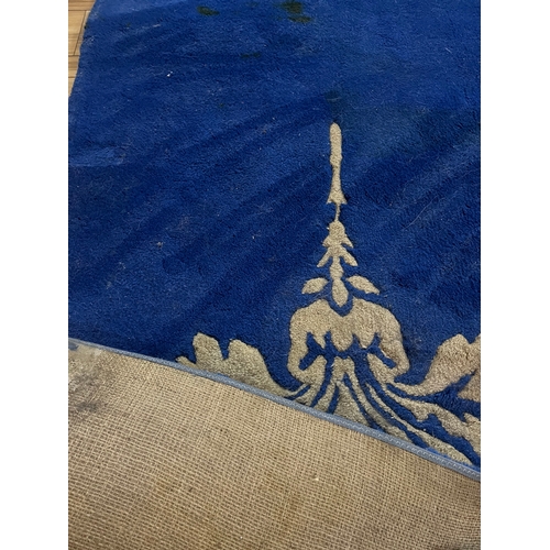 56 - Blue and Gold Centre Rug with Classical Design (410 cm W x 245 cm H)