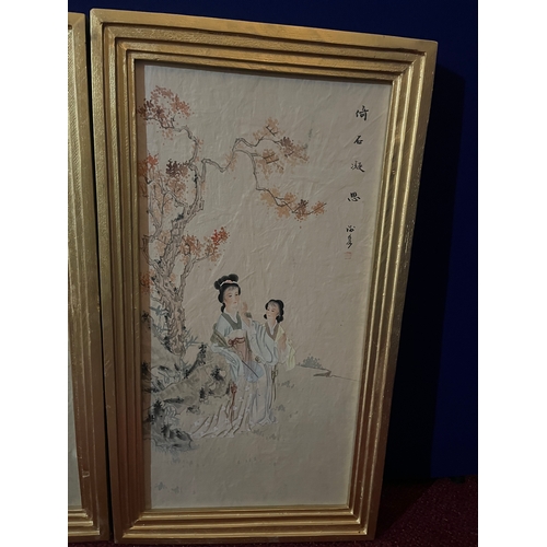 58 - Pair of Framed Watercolours of Geisha Girls (50 cm W x 90 cm H)