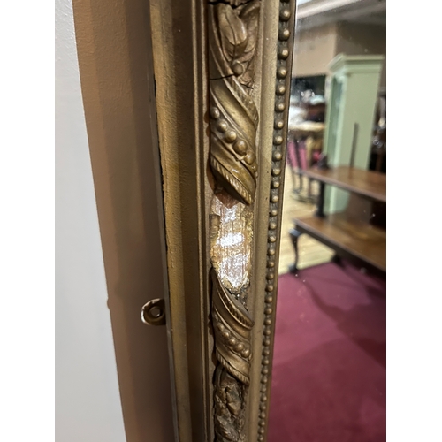 70 - Exceptionally Tall Victorian Gilt and Gesso Pier Mirror Surmounted by a Bird (75 cm W x 250 cm D)