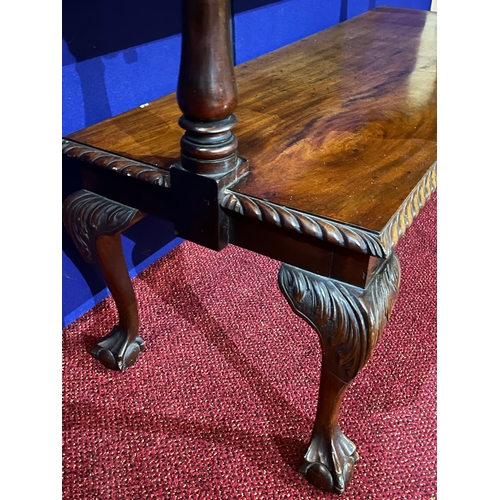 71 - Rich Mahogany Chippendale Style Two Tier Side Table with Gadroon Rim on Ball and Claw Feet (138 cm W... 