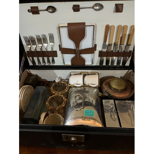 73 - Quirky Cased Picnic Set including Copper Kettle, The Case with Chrome Locks and Carrying Handles (57... 