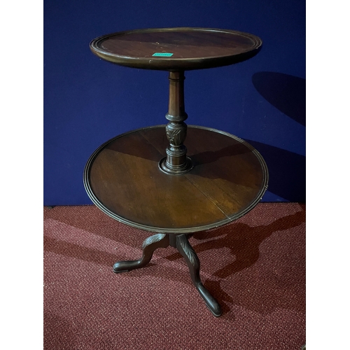 80 - Edwardian Mahogany Two Tier Table and an Oak Tripod Wine Table (Largest 53 cm W x 84 cm H)