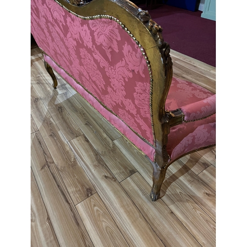 83 - Quality French Gilded Three Seater Settee with Floral Decoration Throughout (180 cm W x 110 cm H x 8... 