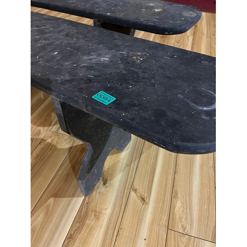 84 - Unusual Pair of Slate Benches (200 cm W x 45 cm H x 30 cm D)