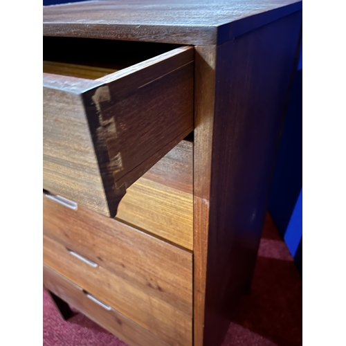 86 - Mid Century Teak Chest of 5 Long Drawers (63 cm W x 107 cm H x 50 cm D)