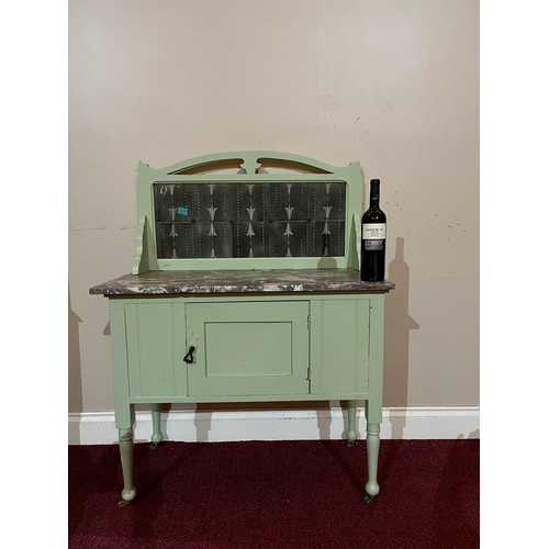 88 - Edwardian Marble Top Washstand with Tiered Back (90 cm W x 120 cm H x 40 cm D)