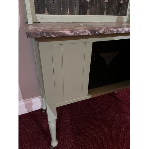 88 - Edwardian Marble Top Washstand with Tiered Back (90 cm W x 120 cm H x 40 cm D)