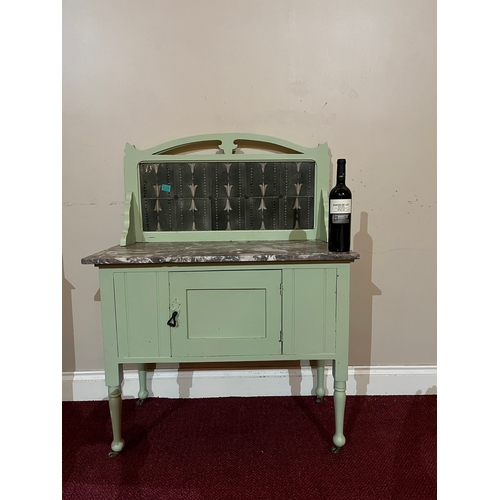 88 - Edwardian Marble Top Washstand with Tiered Back (90 cm W x 120 cm H x 40 cm D)