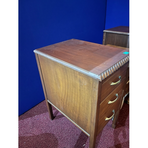 96 - Pair of Vintage Side Lockers with Three Drawers and Another Smaller Locker (Largest 40 cm W x 75 cm ... 