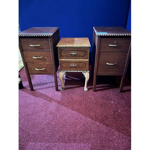 96 - Pair of Vintage Side Lockers with Three Drawers and Another Smaller Locker (Largest 40 cm W x 75 cm ... 