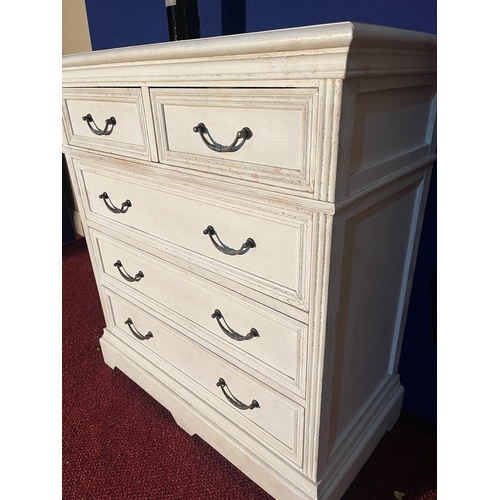 118 - White Painted Chest of Two Short and Three Long Drawers (80 cm W x 88 cm H x 40 cm D)