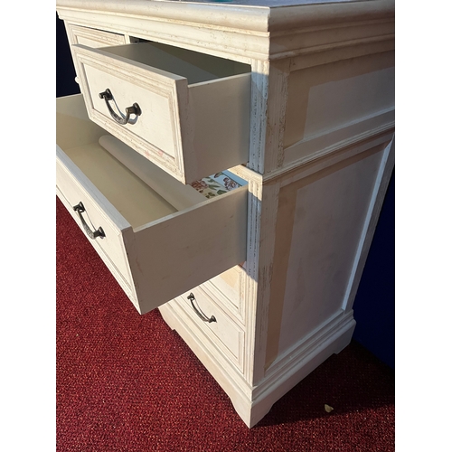 118 - White Painted Chest of Two Short and Three Long Drawers (80 cm W x 88 cm H x 40 cm D)