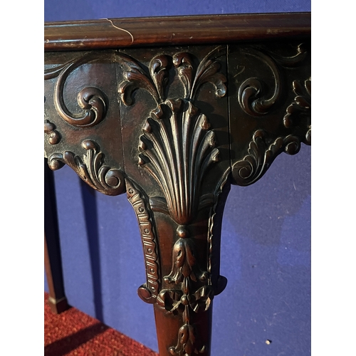 130 - 19th Century Irish Style Mahogany Half Moon Side Table with Grotesque Mask on Ball and Claw Feet (92... 