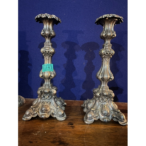 140 - Collection of Silver Plated Candlesticks (Largest 12 cm W x 30 cm H)