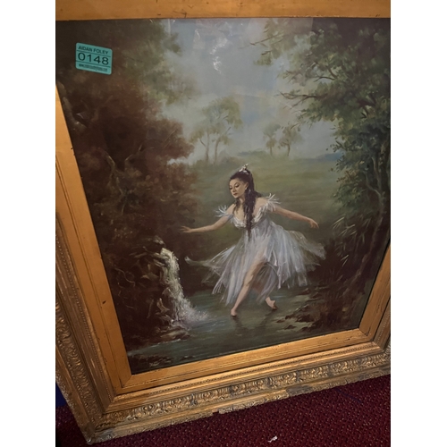 148 - Edwardian Pencil of a Dancing Maiden in Decorative Gilt Frame, Bearing Signature (73 cm W x 83 cm H)