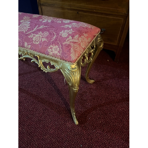 151 - Edwardian Mahogany Dressing Table with Inlay Throughout and a Rococo Style Metal Stool (Table 92 cm ... 