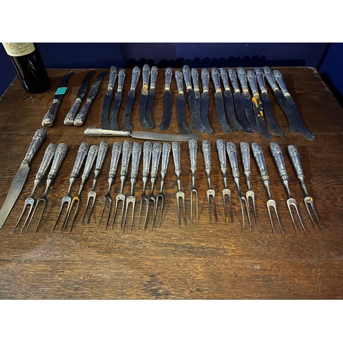 158 - Collection of Antique Cutlery with Silver Handles