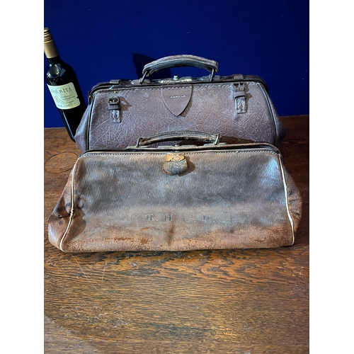 168 - Vintage Leather Hat Box and Two Leather Hat Boxes