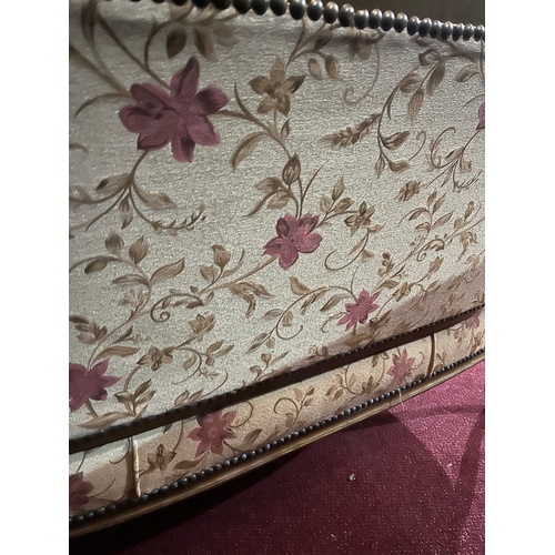 176 - Antique French Gilded Settee with Floral Upholstery (160 cm W x 90 cm H x 80 cm D)