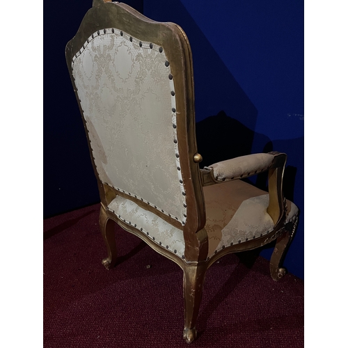 177 - Pair of Gold Framed Armchairs with Floral Fabric