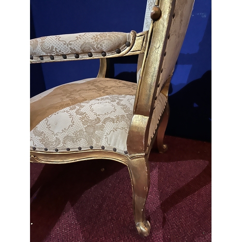 177 - Pair of Gold Framed Armchairs with Floral Fabric