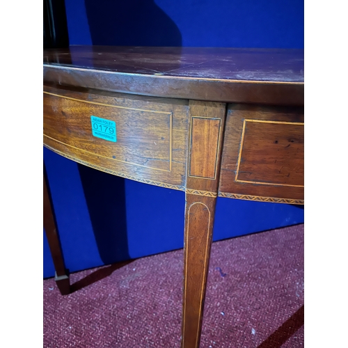 179 - Georgian Mahogany Half Moon Side Table with Satinwood Crossbanding and Boxwood Stringing Throughout