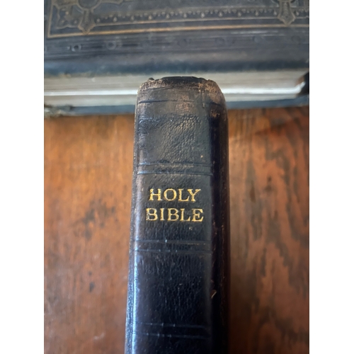 187 - Two Leather Bound Bibles (Largest 28 cm W )