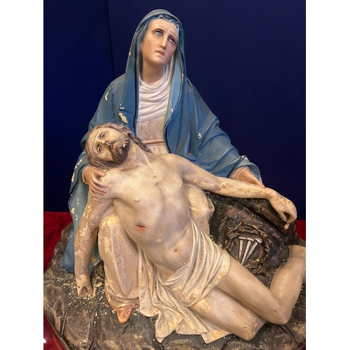 190 - Irish Plaster Pieta P.Ceppi & Sons Dublin (57 cm W x 50 cm H x 33 cm D)