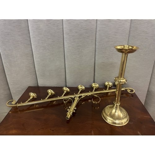 190A - Three Antique Brass Candle Sticks