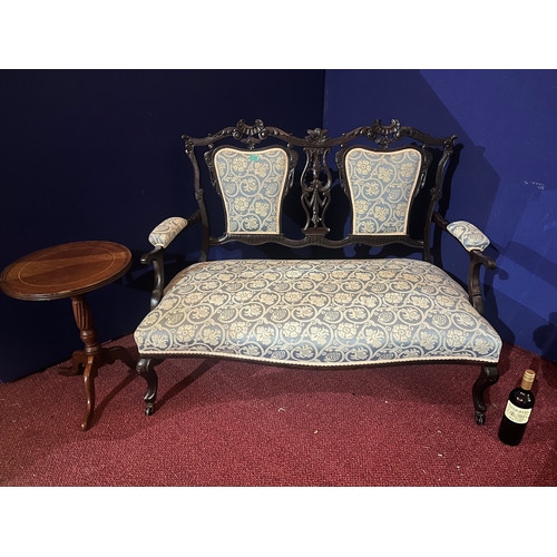 195 - Edwardian Mahogany Two Seater Settee and a Regency Design Wine Table (Settee 126 cm W x 94 cm H x 85... 