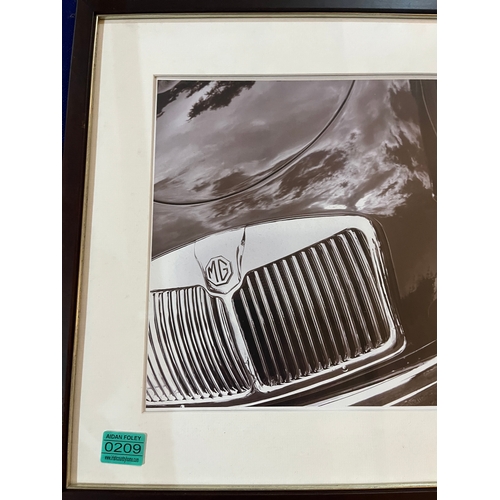 209 - Two Framed Photographs of Cars, Featuring Jaguar and MG (58 cm W x 47 cm H)