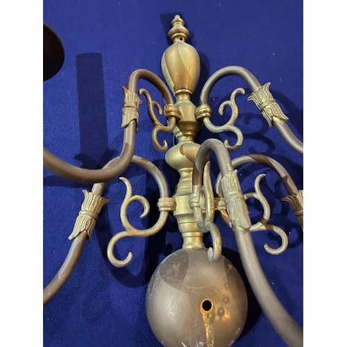 213 - Set of Five, Five Branch Brass Wall Lights with Regency Motifs (67 cm W x 53 cm H x 36 cm D)