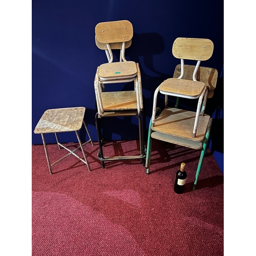 219 - Collection of Vintage Classroom Chairs and Stools, 21 Chairs and 3 Stools