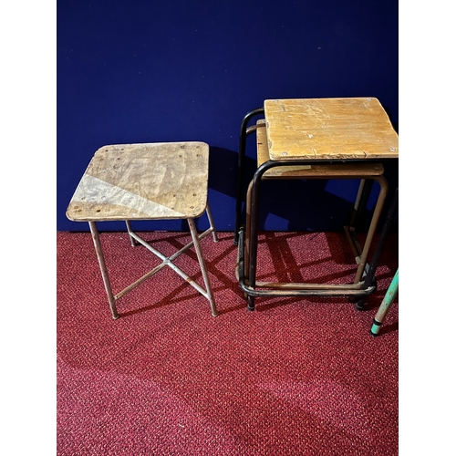 219 - Collection of Vintage Classroom Chairs and Stools, 21 Chairs and 3 Stools