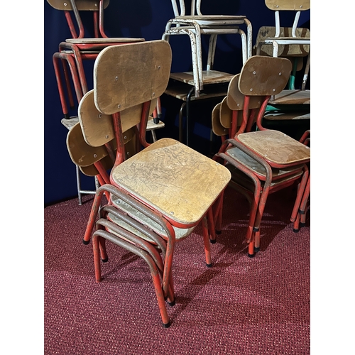 219 - Collection of Vintage Classroom Chairs and Stools, 21 Chairs and 3 Stools