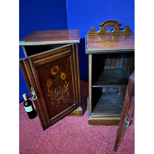 237 - Two Edwardian Bedside Lockers, One with Floral Inlay on Door (Largest 44 cm W x 75 cm H x 36 cm D)